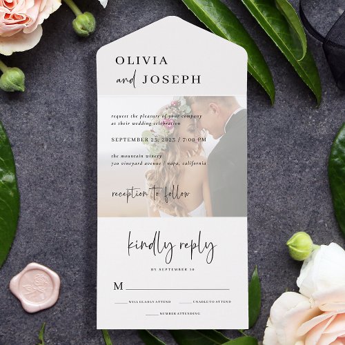 Simple Modern and Minimalist  Photo Wedding All In One Invitation