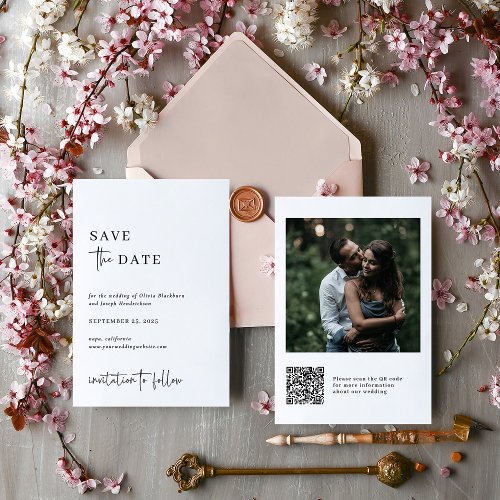 Simple Modern and Minimalist  Photo Wedding Save The Date