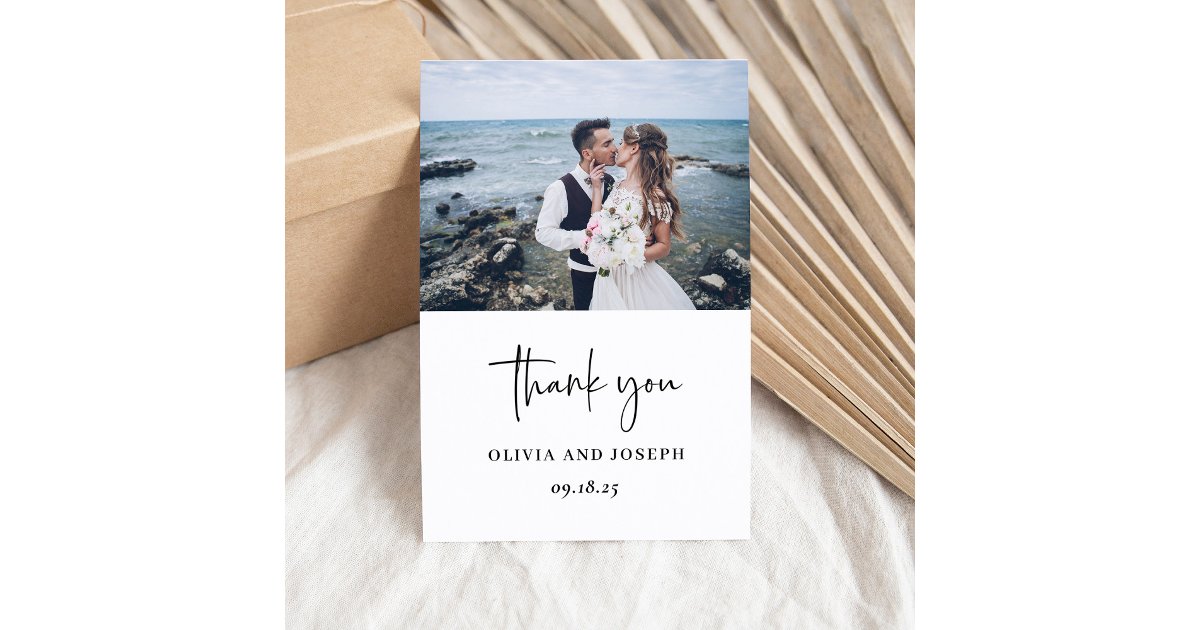 Simple Modern and Minimalist | Photo Wedding Thank You Card | Zazzle