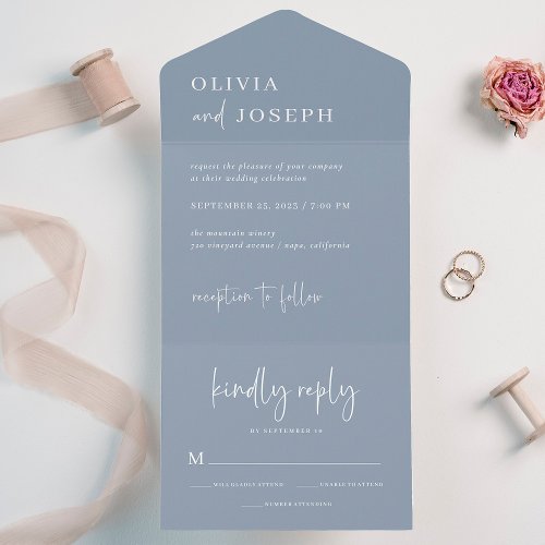 Simple Modern and Minimalist  Wedding All In One Invitation