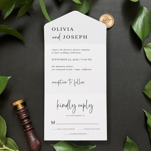 Simple Modern and Minimalist  Wedding All In One Invitation