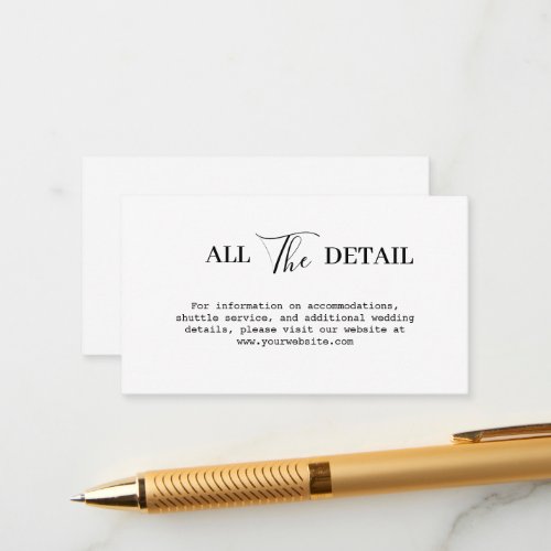 Simple Modern and Minimalist  Wedding Details Enclosure Card