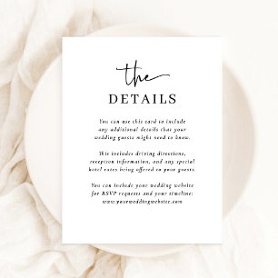 Simple Modern and Minimalist Wedding Details Letterpress Enclosure Card