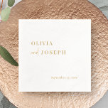 Simple Modern and Minimalist | Wedding Gold Foil Napkins<br><div class="desc">These elegant,  real gold foil and white wedding or bridal shower napkins are simple and minimalist yet very stylish and luxe due to the modern handwritten gold script and clean layout.</div>