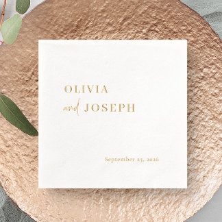 Simple Modern and Minimalist | Wedding Gold Foil Napkins