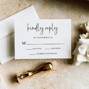 Simple Modern and Minimalist Wedding Letterpress RSVP Cards
