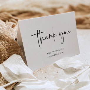 Simple Modern and Minimalist Wedding Letterpress Thank You Card