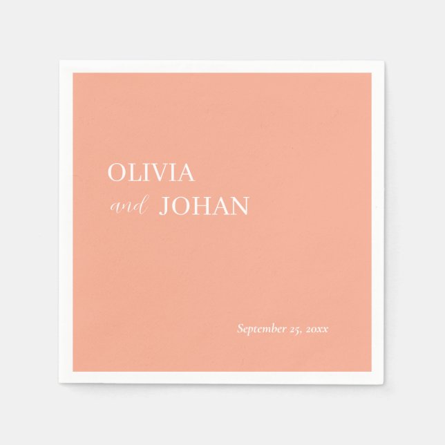 Simple Modern and Minimalist | Wedding Peach Napkins (Front)