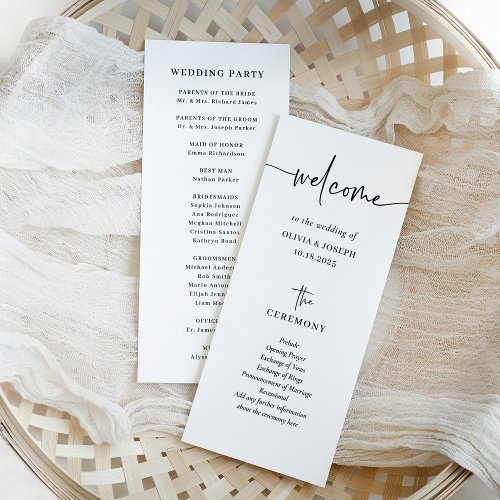 Simple Modern and Minimalist  Wedding Program