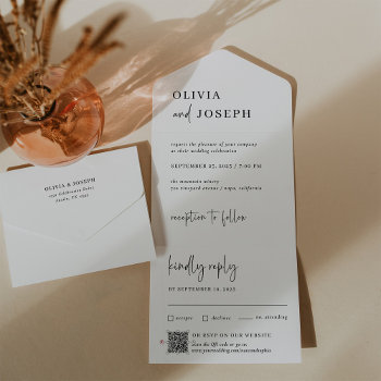 Simple Modern And Minimalist | Wedding Qr Code All In One Invitation by Customize_My_Wedding at Zazzle