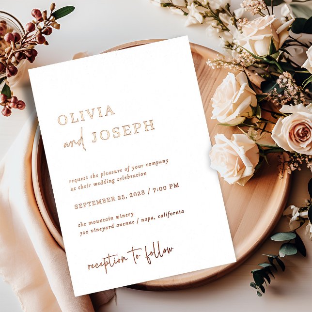 Simple Modern and Minimalist | Wedding Rose Gold Foil Invitation (Creator Uploaded)