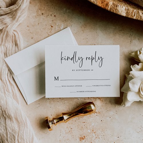 Simple Modern and Minimalist  Wedding RSVP Card