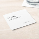 Simple Modern and Minimalist | Wedding Square Paper Coaster<br><div class="desc">These elegant,  black and white wedding or bridal shower coasters are simple and minimalist yet very stylish due to the modern handwritten script and clean layout.</div>