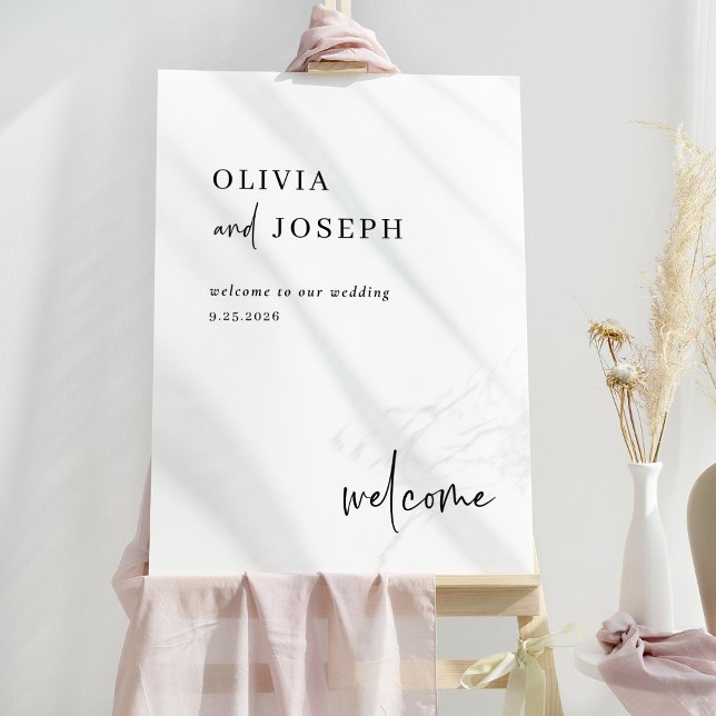 Simple Modern and Minimalist | Wedding Welcome Foam Board (An elegant and minimalist black and white wedding welcome sign)