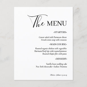 Simple Modern and Minimalist White Wedding Menu Flyer