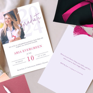 Simple Modern And Stylish Script Photo Graduation Invitation