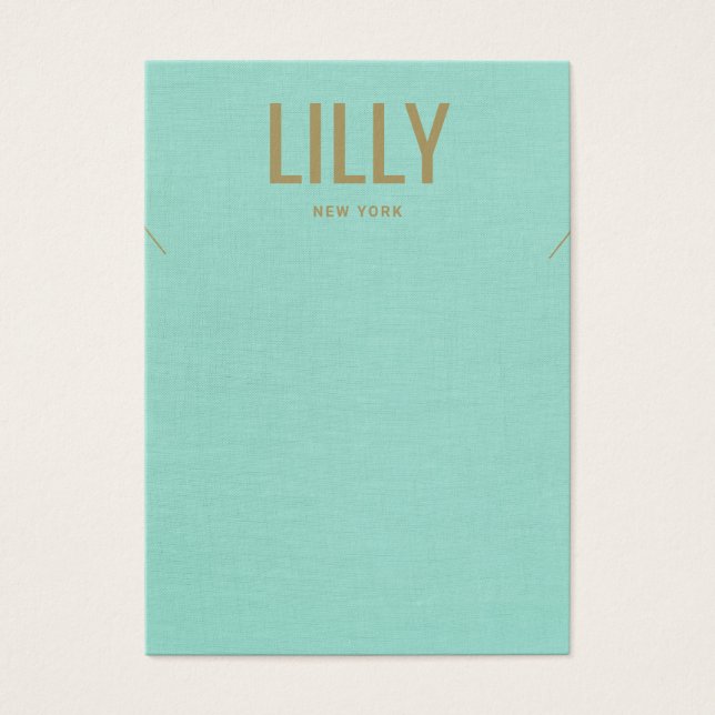 Simple Modern  Aqua Blue Necklace  Display Card (Front)