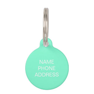 Simple modern aqua custom name & contact dog cat pet ID tag