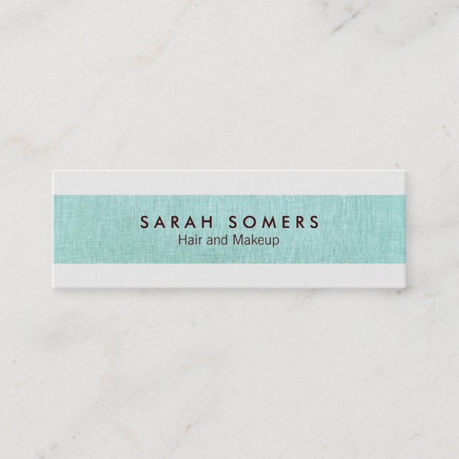 Simple Modern Aqua Linen Cosmetology Minimalist Mini Business Card (Front)