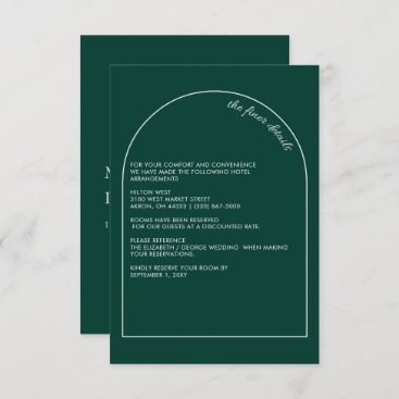 Simple Modern Arch Emerald Green Wedding   Enclosure Card