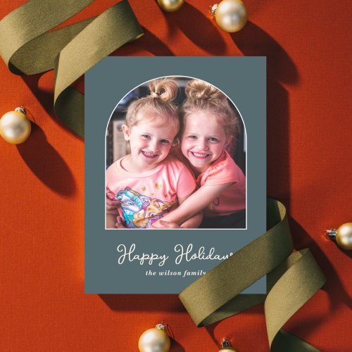 Simple Modern Arch Photo Holiday Postcard