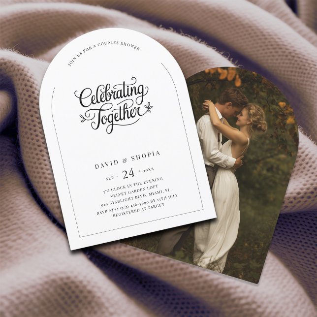 Simple Modern Arch Photo Wedding Couples Shower Invitation (Creator Uploaded)