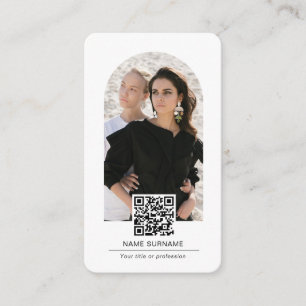 Simple Modern arch QR code photo Business Card