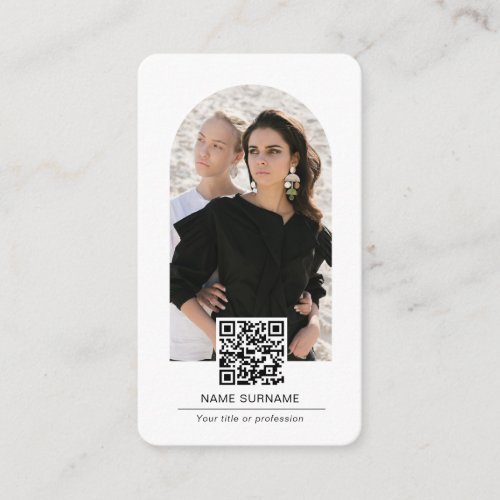 Simple Modern arch QR code photo Business Card