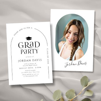 Simple Modern Arch Typography Graduation Invitation by AvaPaperie at Zazzle