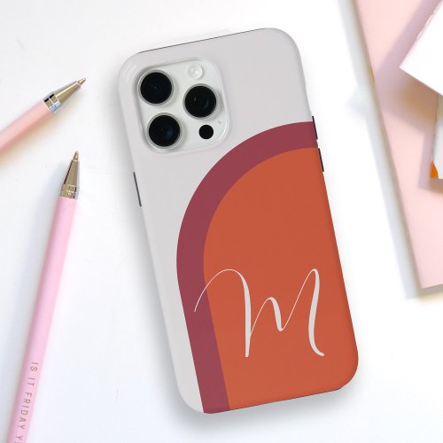 Simple Modern Arch with Monogram Initial iPhone 15 Pro Max Case