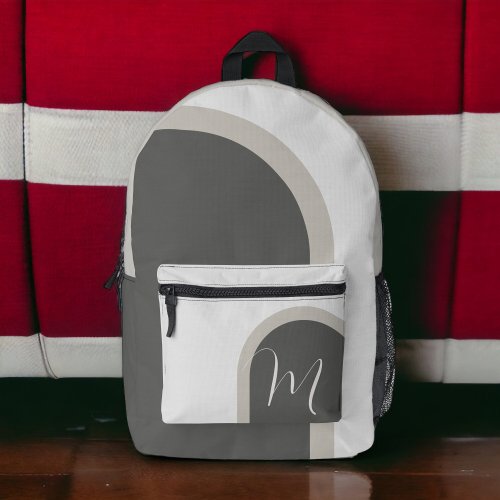 Simple Modern Arch with Monogram Initial Printed Backpack