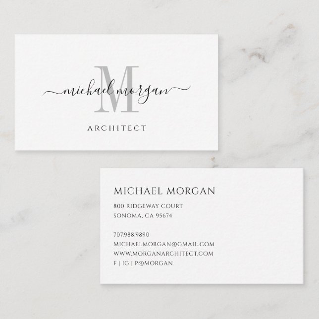 Simple Modern Architect Script Business  Card (Front/Back)