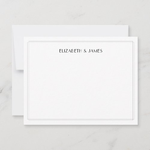 Simple Modern Art Deco Couple Names Note Card