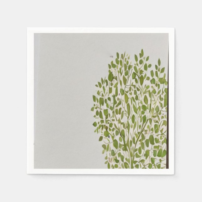 simple modern  art in pastel emboss tree leaves napkins (Front)