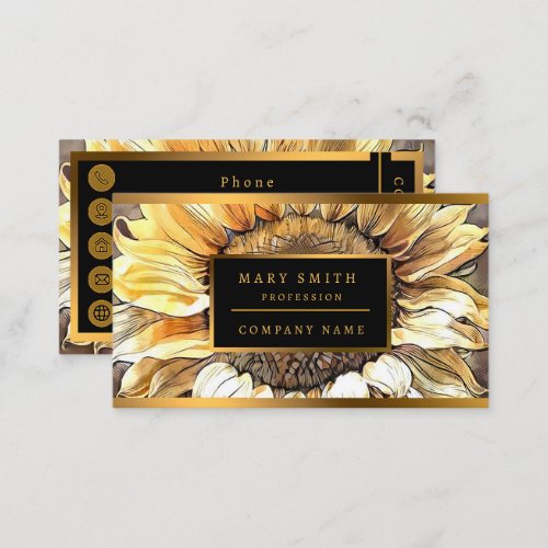 Simple Modern Art Sun Sunflower Collection Business Card