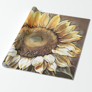 Simple Modern Art Sun Sunflower Collection Wrapping Paper