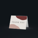 Simple Modern Artistic Fall Wedding Thank You Card<br><div class="desc">The color scheme in this Thank You Card is perfect for a fall wedding with its color combination of burgundy wine red and earthy terra-cotta in simple abstract shapes on opposite sides of the design. Elegant type face spells out the words "Thank You" on the front of the card. A...</div>