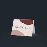 Simple Modern Artistic Fall Wedding Thank You Card<br><div class="desc">The color scheme in this Thank You Card is perfect for a fall wedding with its color combination of burgundy wine red and earthy terra-cotta in simple abstract shapes on opposite sides of the design. Elegant type face spells out the words "Thank You" on the front of the card. A...</div>