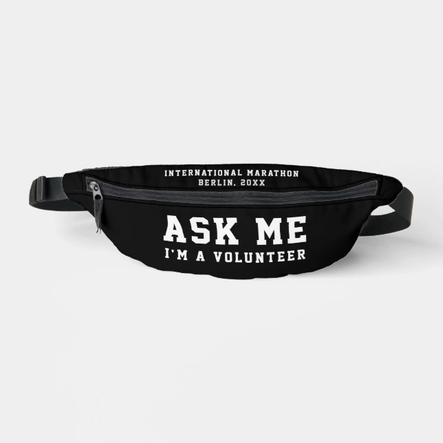Simple Modern Ask Me Black White Volunteer Help Fanny Pack (Front)
