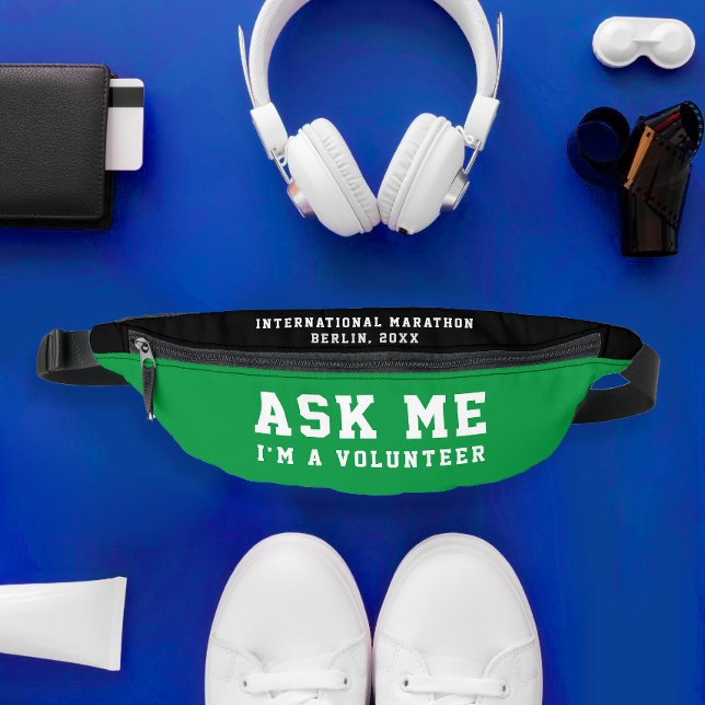Simple Modern Ask Me Green White Volunteer Help Fanny Pack (Creator Uploaded)