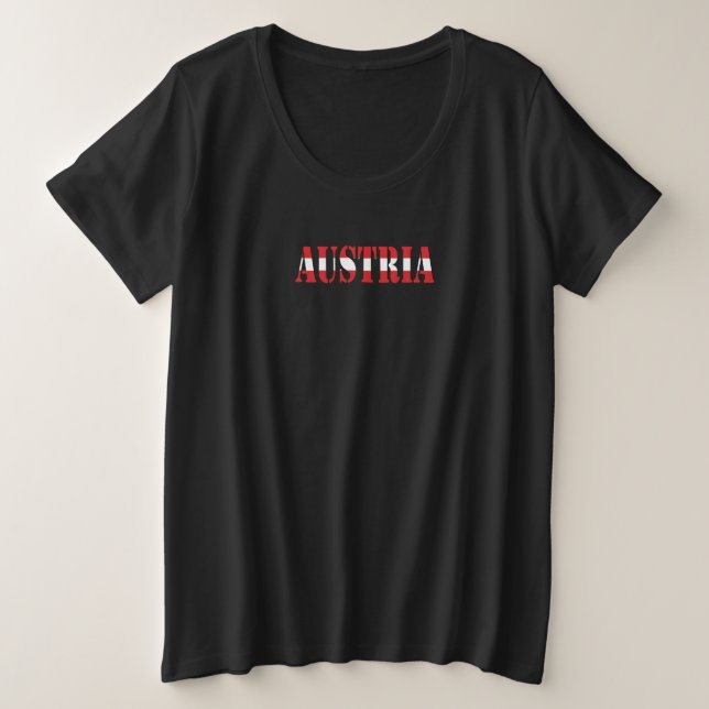 Simple Modern Austria National Flag Apparel  Plus Size T-Shirt (Design Front)