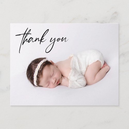 Simple Modern Baby girl photo Birth thank you Postcard