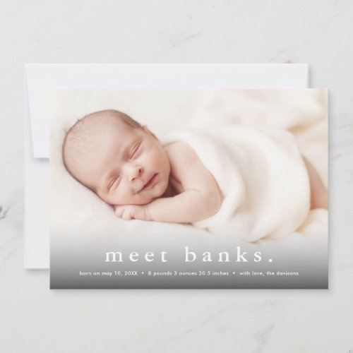 Simple Modern Baby Photo Birth Announcement