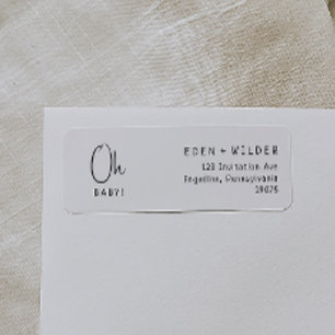 Simple Modern Baby Shower Oh Baby Return Address Label