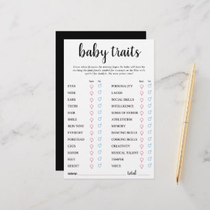 Simple Modern Baby Trait Classic Keepsake Card