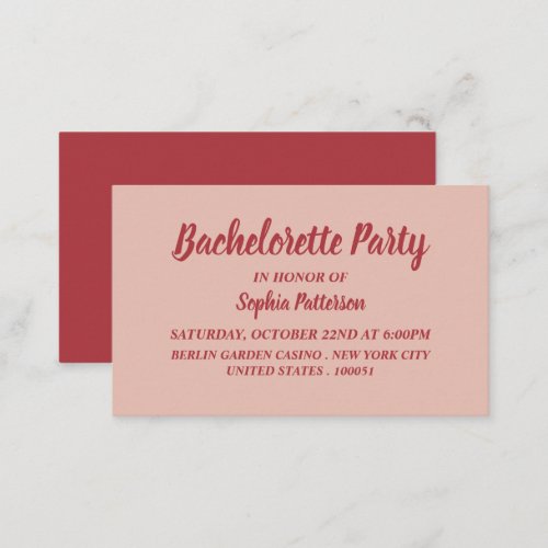 Simple  Modern Bachelorette Party Ticket Invite