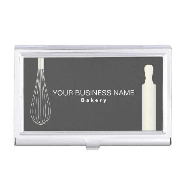 Simple Modern Bakery Pastry Chef Baking Business Card Case (Front)