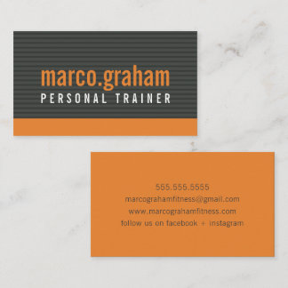 SIMPLE MODERN BAND bold masculine orange charcoal Business Card