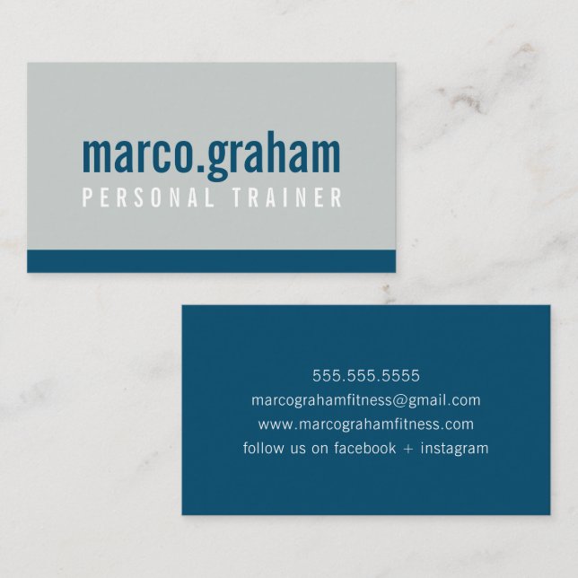 SIMPLE MODERN BAND minimalist masculine navy gray Business Card (Front/Back)