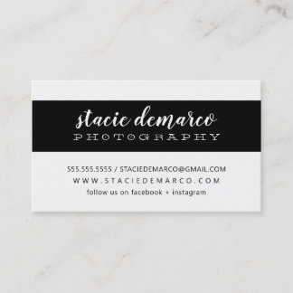 SIMPLE MODERN BAND plain clean black white Business Card